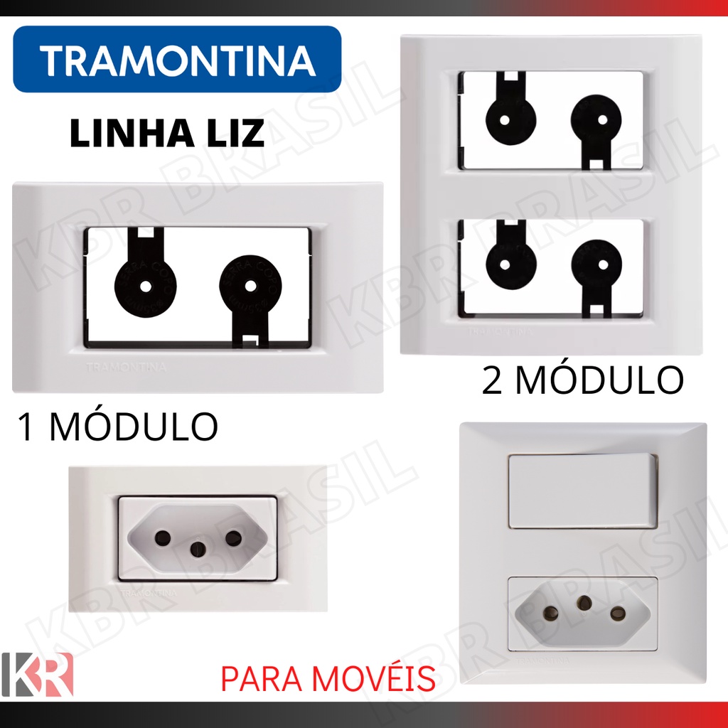 Placa para moveis interrupto tomada LIZ - TRAMONTINA