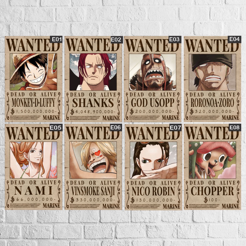 Placa Decorativa One Piece Wanted Colletion Tamanho 19cm x 28cm
