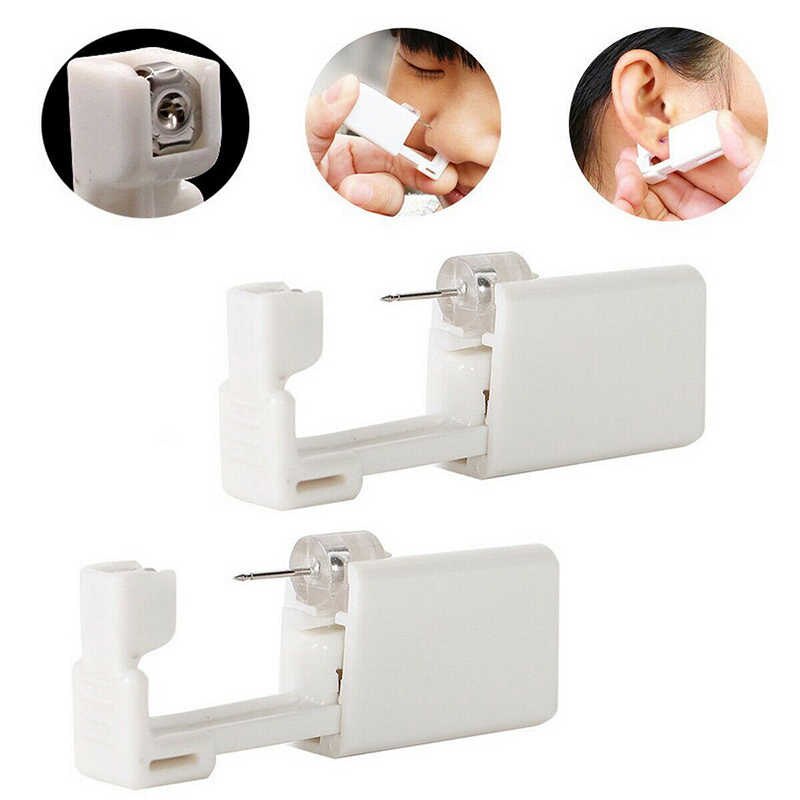 Kit Pistola Per Piercing Orecchi Usa E Getta - 6 Pezzi Con Orecchini In Acciaio Chirurgico, Antiallergico, Bianco - 4