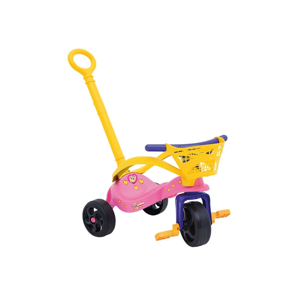Triciclo Infantil Fofinha com Empurrador Proteção e Cestinha Xalingo em Oferta na Shopee