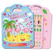 Livro eu amo Flamingos-Bicho mania- mais de 200 adesivos
