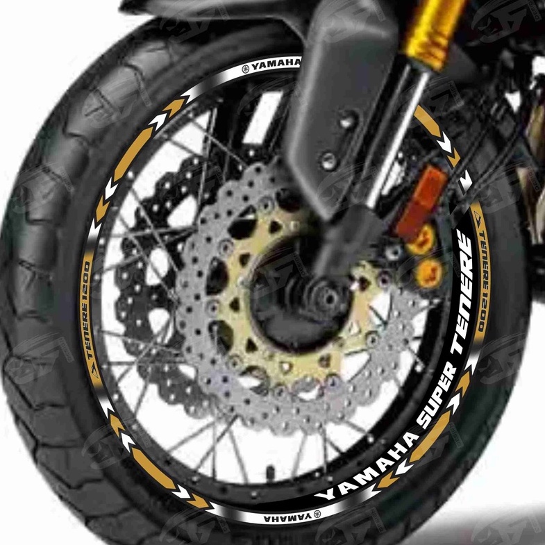 Adesivo Friso Refletivo Roda Moto Yamaha Super Tenere 1200 Tenere 660 + Adesivos Internos M01 ouro