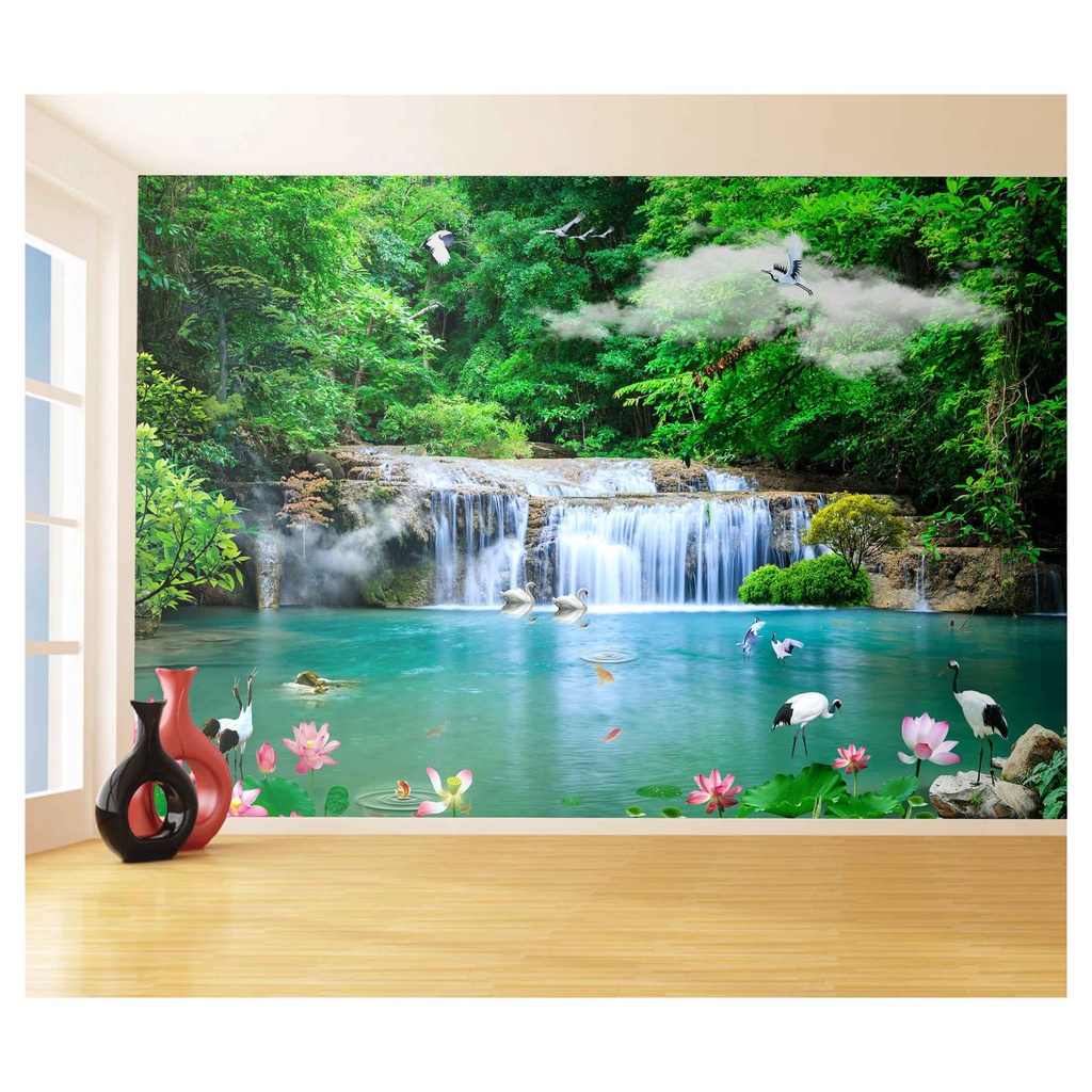 papel de parede Cachoeiras Animais pássaros 3D 10m² XCH08