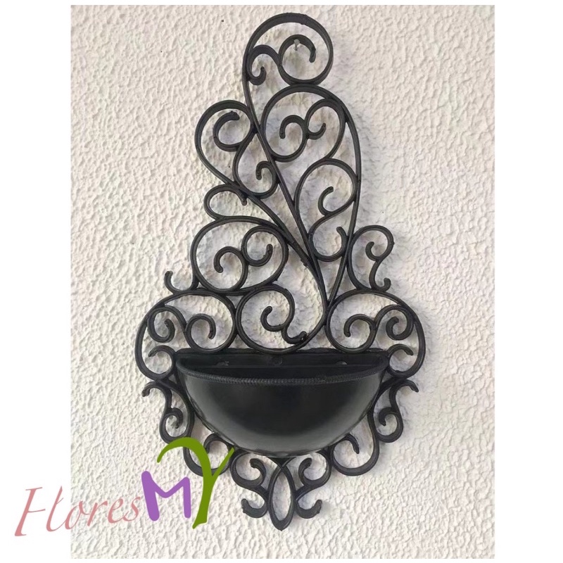 Kit com 2 Vaso Provençal Arandela de Parede Preto Decoração Planta jardim em Oferta na Shopee