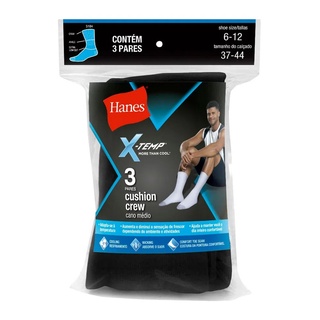 Kit com 3 Meias Cano Médio Algodão Masculina Original Hanes