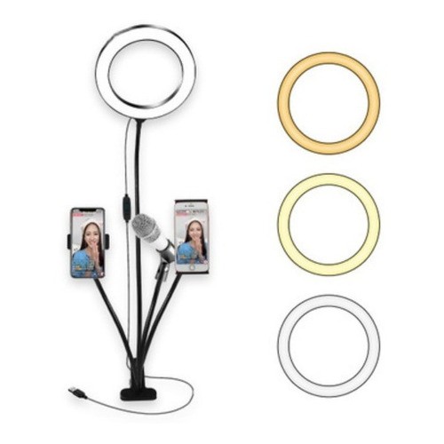 🔥🔥🔥 Ring Light 20cm 4 Em 1  C/ Suporte Celular Tablet 8 Pol MicrOFONE LED  SELFI CELUALR P/XIAOMI IPHONE