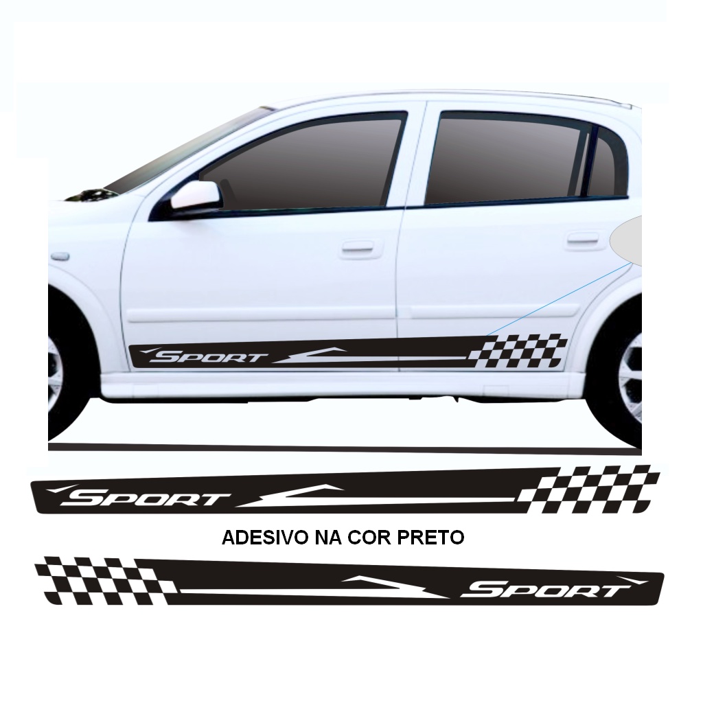Adesivo Decorativo Para Astra Hatch OU Sedan Kit Faixa Lateral Modelo Escrito Sport