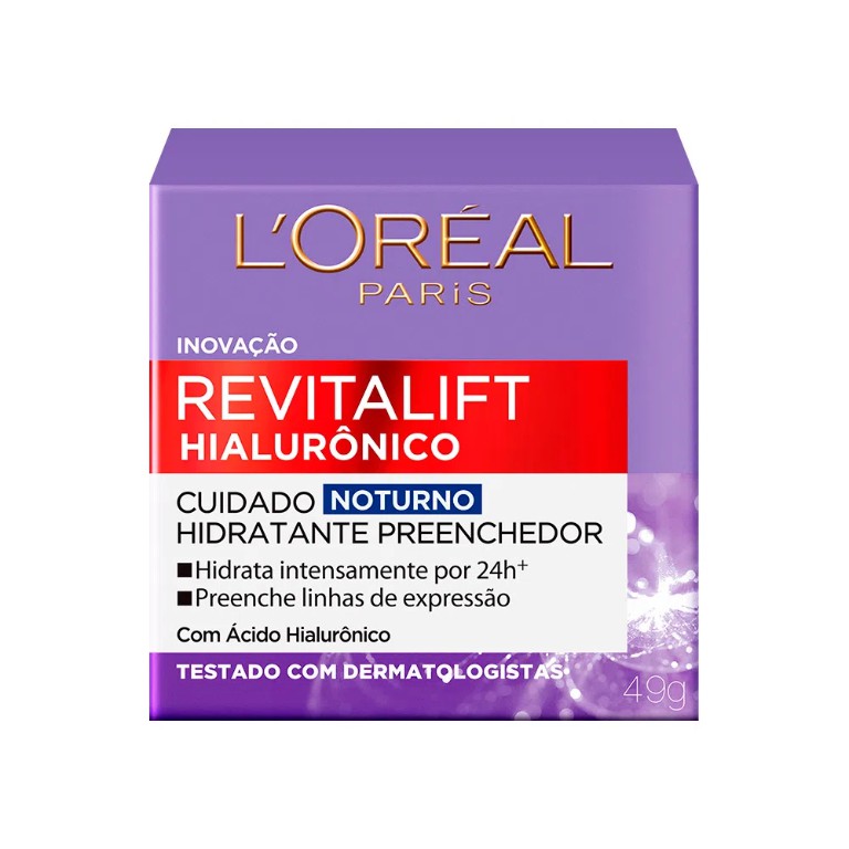 Creme Hidratante Facial Antirrugas Revitalift Hialurônico Loreal Paris NOTURNO - 49 G