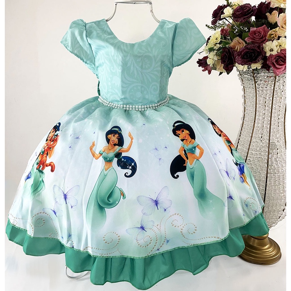 Vestido De festa infantil Jasmine Princesa Jasmine Luxo | Shopee Brasil