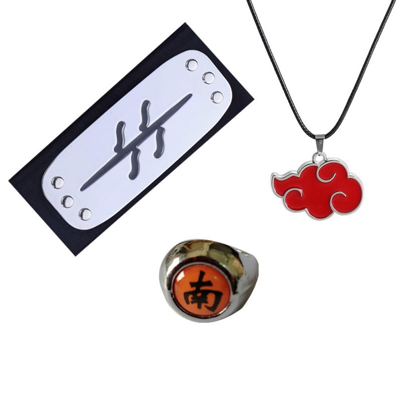 kids toys Conjunto de duas ou três peças de colar de Naruto Akatsuki Itachi Anel Penn Bandolete Vermelha Nuvem