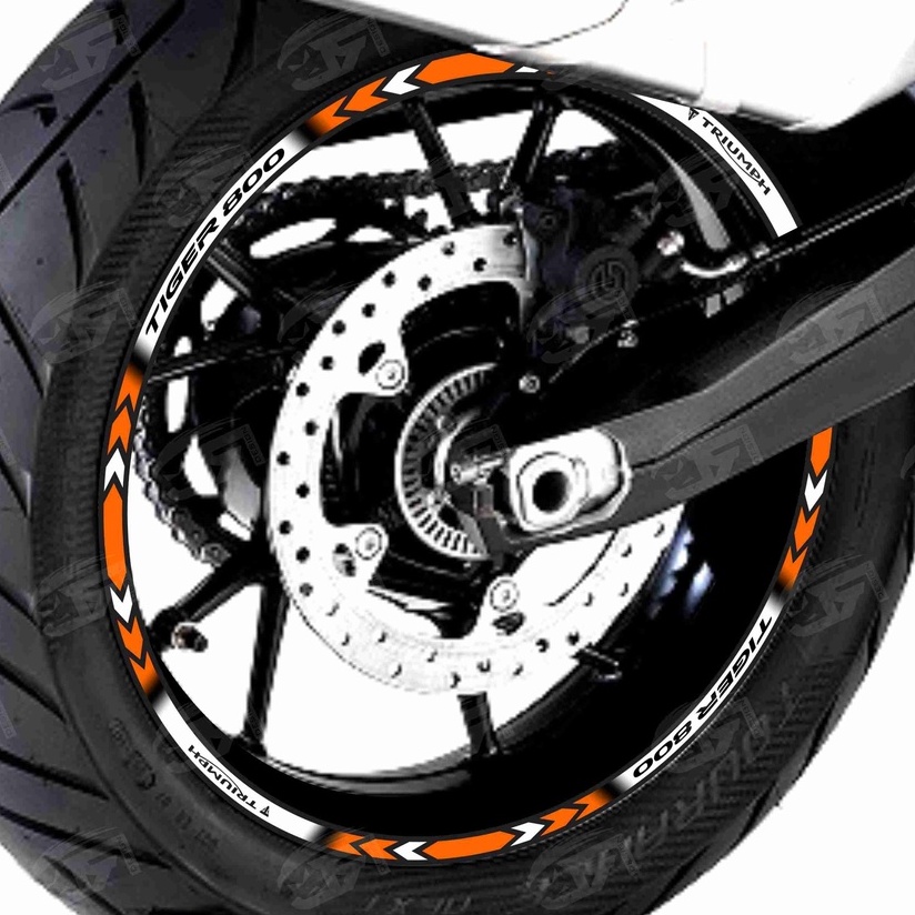 Adesivo Friso Refletivo Roda Moto Triumph Tiger 800 XR XRX XRT Tiger 800 XC XCX XCA  M01 laranja