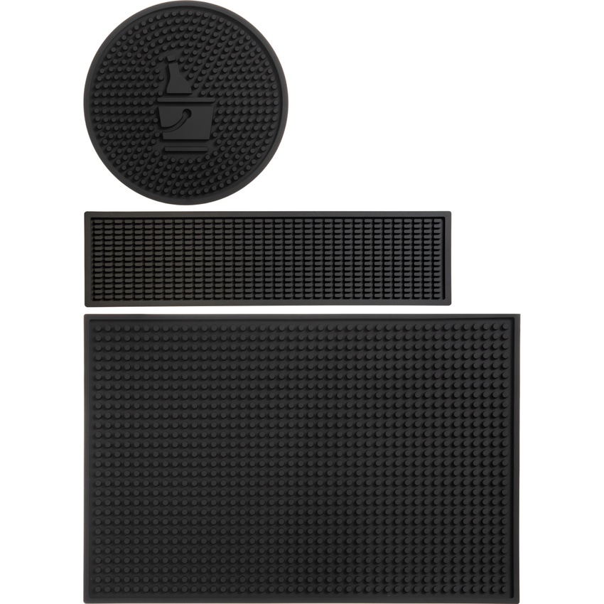 Kit Bar Mat Balde De Gelo + Bar Mat 38X10 + Bar Mat 45X30 Barman Bartender Escorredor Apoio de Copos