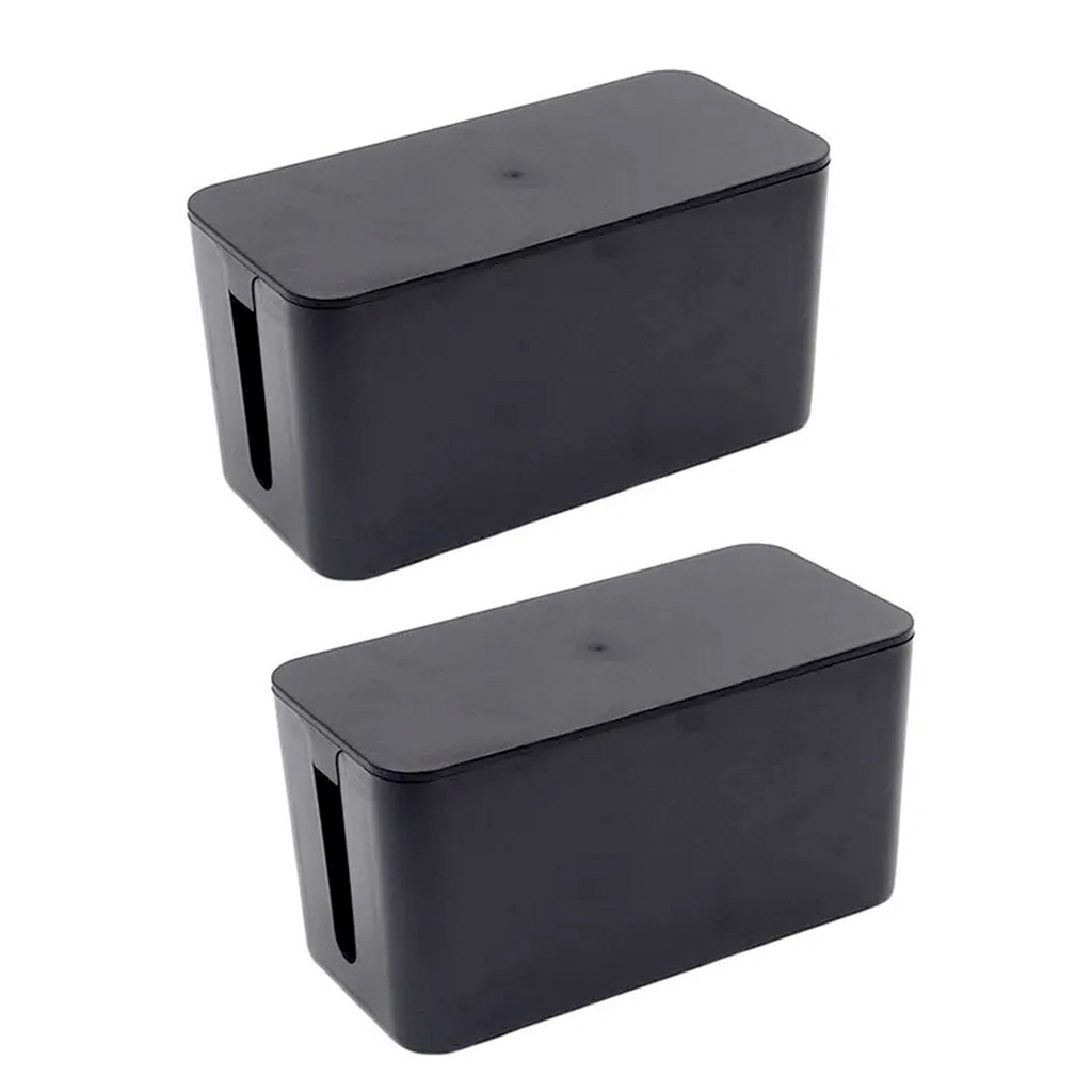 Organizador de Fios e Cabos Preta 2 Peças Plástico Abs 23cm