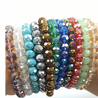 Pulseira  de Cristal Larga 8 mm Bijuteria  Kit 12 Unidades Cores Sortidas em Oferta na Shopee