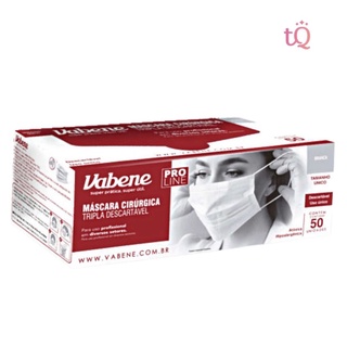 Mascara Descartável Facial 48 unidades Tripla Camadas BRANCO Vabene