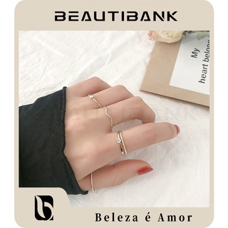 BeautiBank Anéis da moda Anéis de cristal para mulheres Anéis para meninas adolescentes Anéis de ouro Anéis femininos Anéis bonitos Conjunto de anéis empilháveis