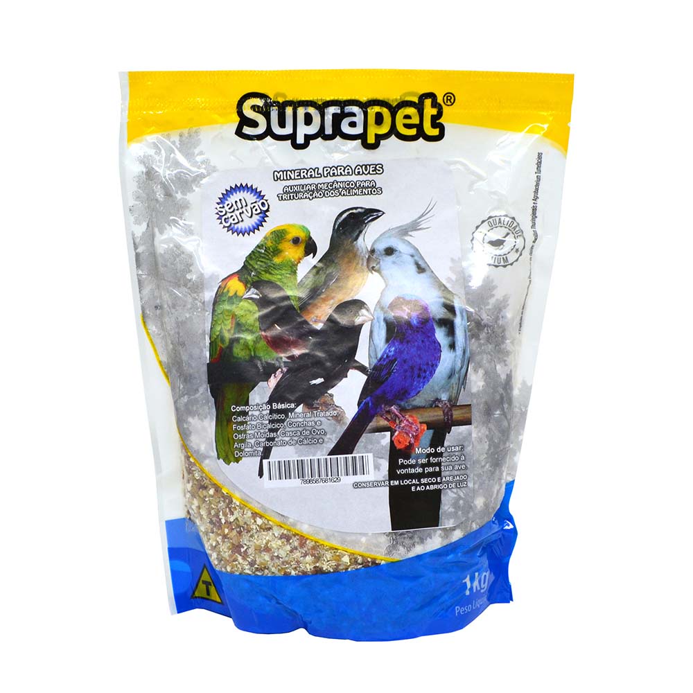 Mineral sem carvão 1kg - Suprapet para Pássaros e Aves Calopsita RingNeck Curió Coleiro Trinca Ferro