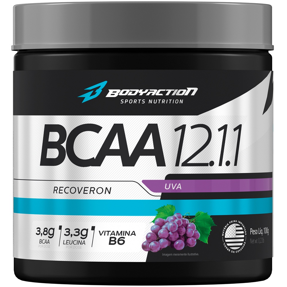 Suplemento BCAA em Pó 12.1.1 Recoveron 100g Bodyaction 2,8g BCAA 2,4g LEUCINA