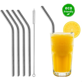 Kit Canudos Inox Reutilizável  Com 4 Canudos + Limpador em Oferta na Shopee