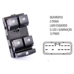 Interruptor Vidro Elétrico Quádruplo Onix Prisma Spin 2013 Diretec