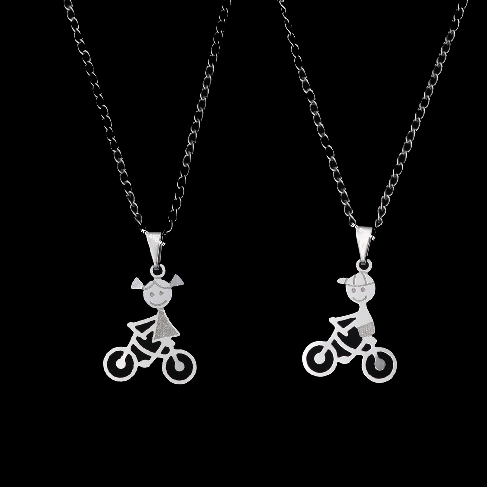 colar não escurece feminino masculino em aço inoxidável prata antialérgico menino menina filho filha andar bicicleta