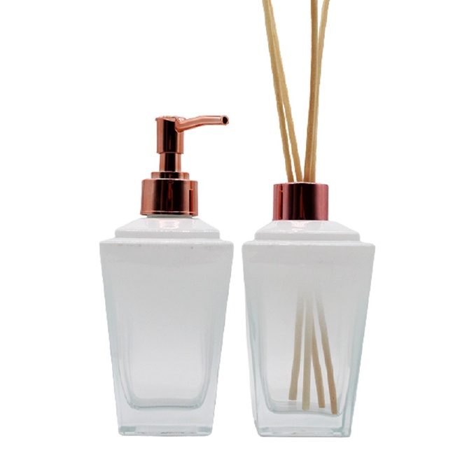 Kit Vidros Para Lavabo Super Luxo Vidro Piramide Degrade Branco Degrade Aromatizador Saboneteira · foto 2