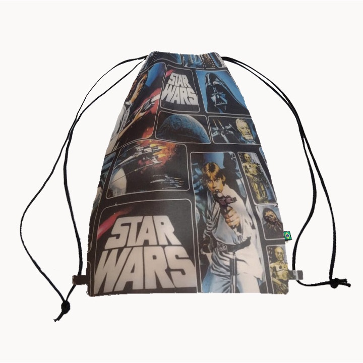 Mochila Saco com Forro Bag Star Wars academia, caminhada, passeio, ginastica, lanche Gym Bag Infantil jovem adulto
