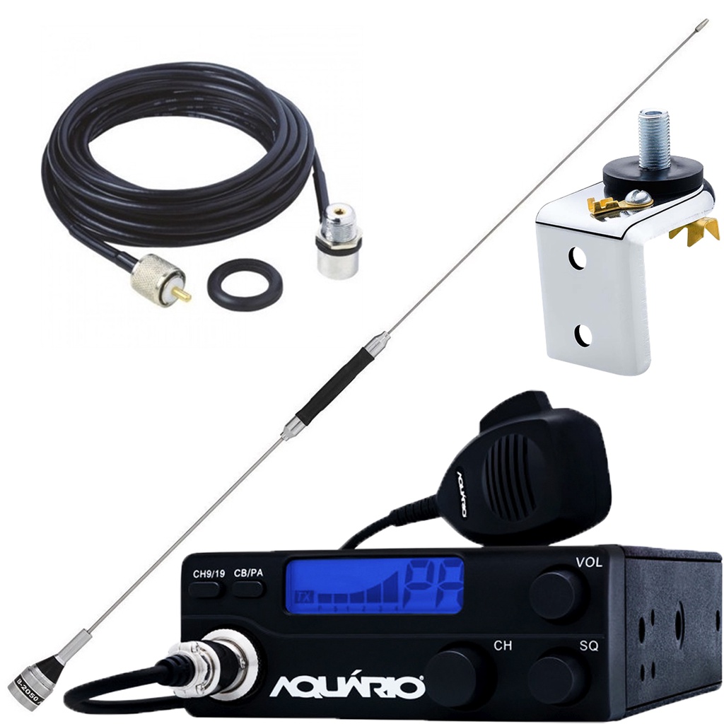 Rádio Móvel Px 40 Canais RP-40 Antena Bobinada 67cm B-2050 Cabo 5,5 metros c/conectores Suporte Universal L