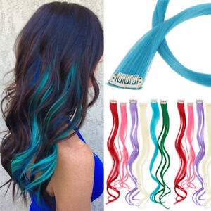 Mecha de Cabelo Colorido Aplique Tic Tac Presilha De Cabelo Extensão De Cabelo Colorido