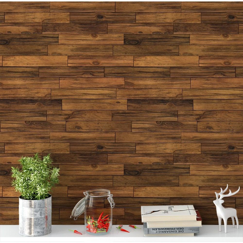 Papel De Parede Adesivo Madeira Demolição Tacos Rustica 1m em Oferta na Shopee