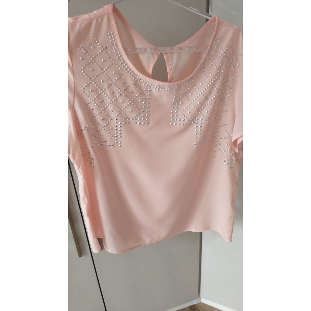 BlusaMousselineRosabebê