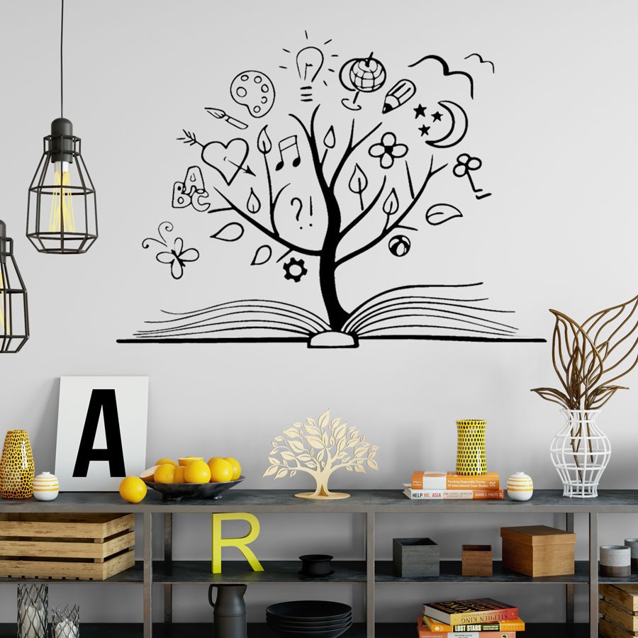 Adesivo Decorativo De Parede Árvore da Imaginação Com Livro em Oferta na Shopee