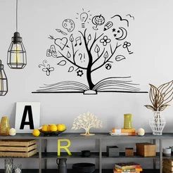 Adesivo Decorativo De Parede Árvore da Imaginação Com Livro