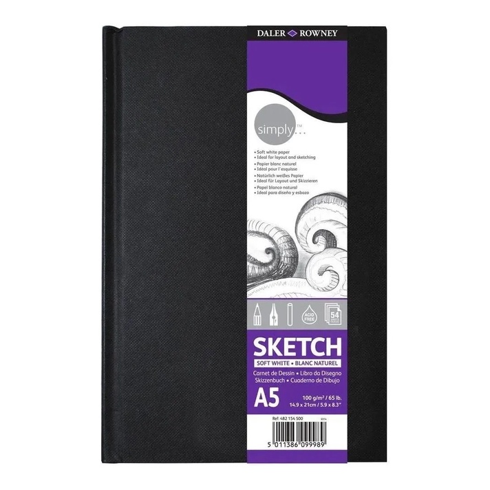Caderno Sketchbook Daler Rowney A5 100g 54 Folhas em Oferta na Shopee