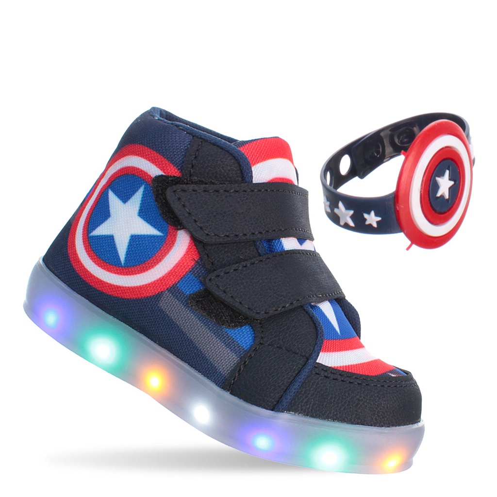 Tenis de Led Luzinha Pisca Meninos Sapato de Crianca Infantil Masculino Azul Marinho Meninos