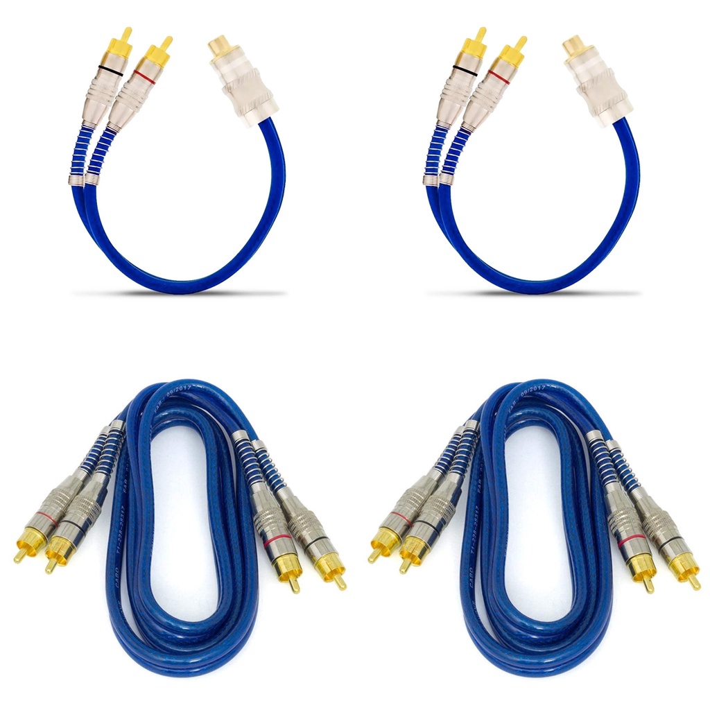 Kit 2 Cabos Rca 1m 5mm + 2 Cabos Y 2 Machos 1 Fêmea