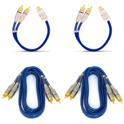 Kit 2 Cabos Rca 1m 5mm + 2 Cabos Y 2 Machos 1 Fêmea