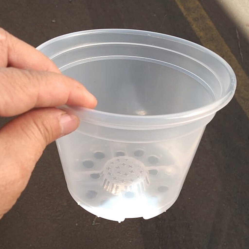 Vaso de Plástico Tamanho Grande Médio para Orquídeas 14 cm Transparente