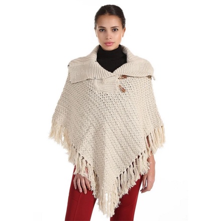 Poncho Feminino Com Franjas