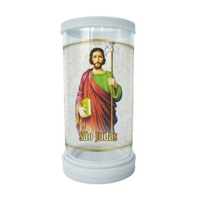 Porta Vela em Vidro e Mármore Sao Judas Tadeu 18cm