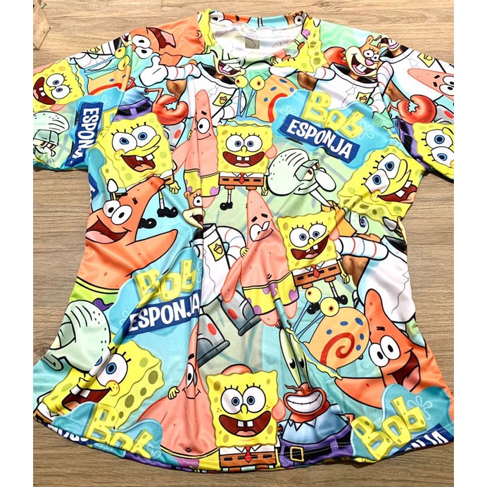 blusa sublimada total da turma do Bob esponja | Shopee Brasil