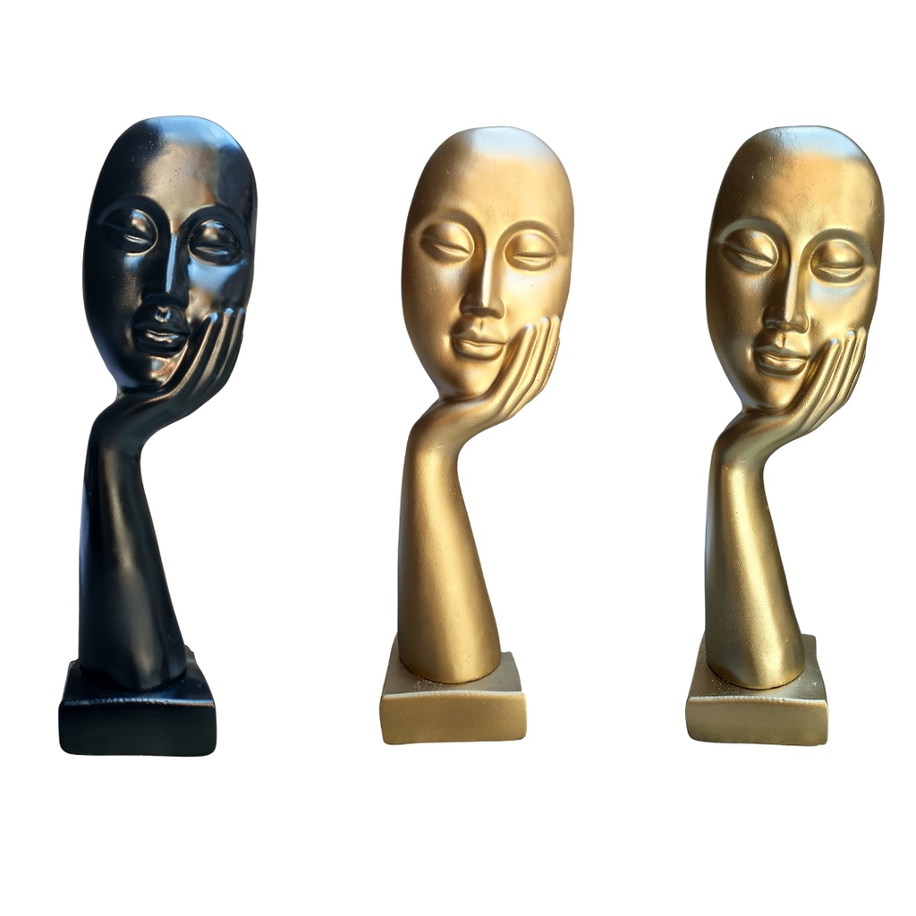 Estatueta Enfeite Decorativo Mão Na Face Escultura De Gesso em Oferta na Shopee