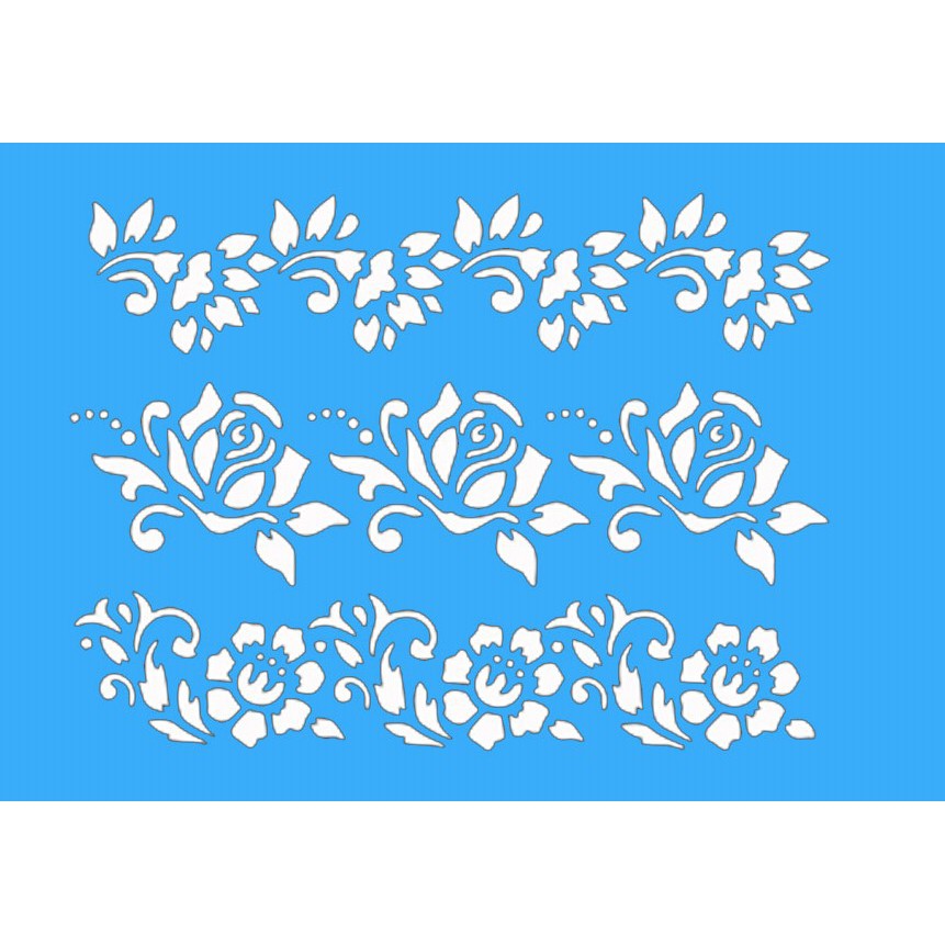 Stencil Flores Barras Kit 3 moldes vazados 27 cm cada em Oferta na Shopee