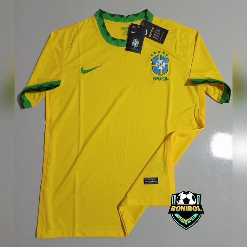 Camisa do Brasil Amarela 2020 Masculina Camisa de Time Tailandesa