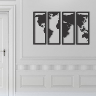 Kit 4 Quadros Mundi 55cmx85cm Mapa Mdf Vazado Preto em Oferta na Shopee