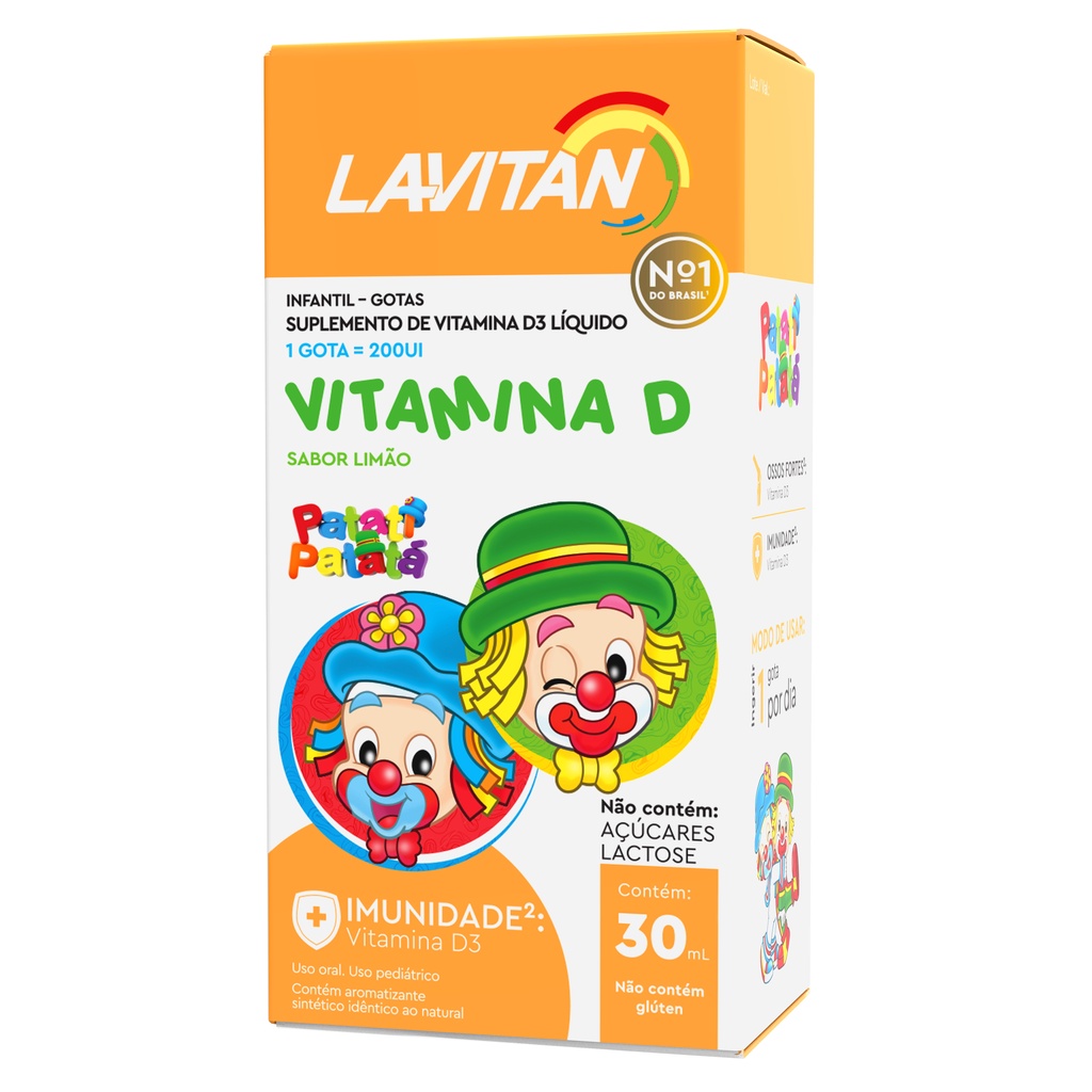 Vitamina D Lavitan Infantil Patati Patatá Sabor Limão Solu