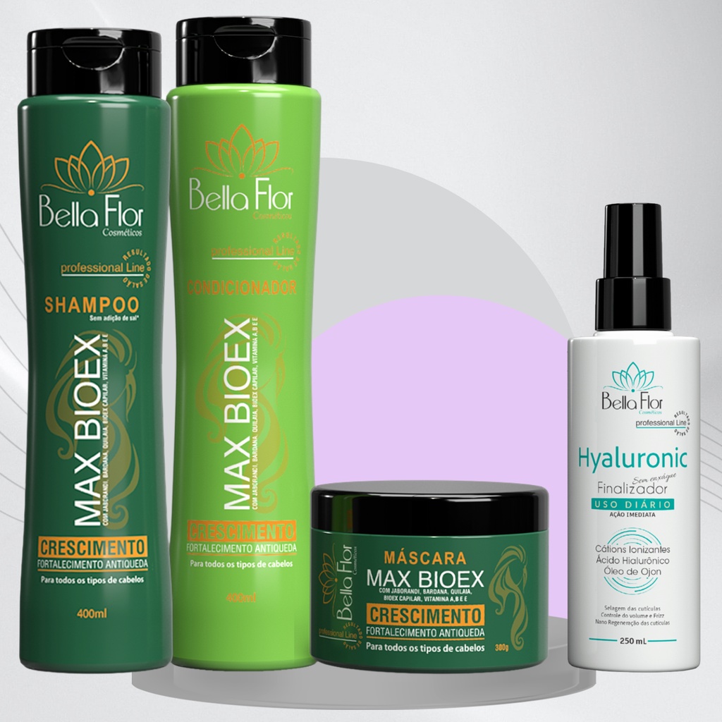 Kit Capilar Max Bioex e Finalizador Hyaluronic 4 Produtos Profissionais
