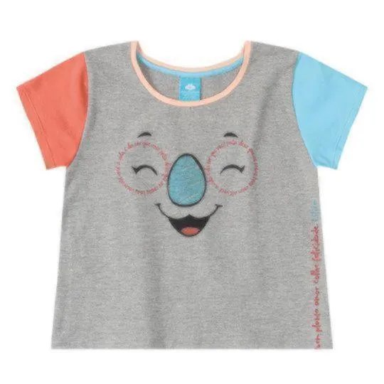 Blusa infantil Lilica Ripilica® Cinza e Coral LILICA RIPILICA & TIGOR (Tamanho 2, 5, 10 ou 12)