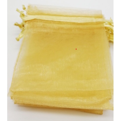 100 Saquinhos De Organza 20x30 Dourado Fita Cetim