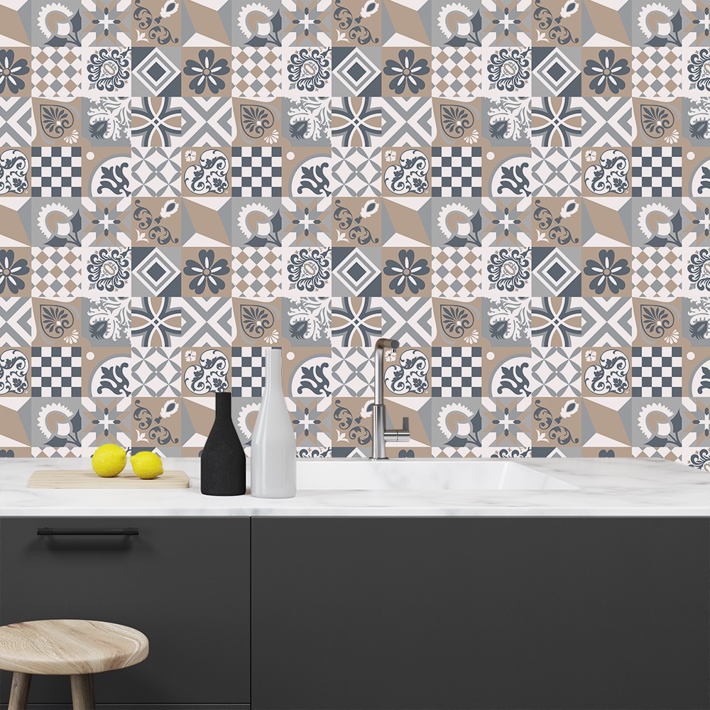 Papel de Parede Adesivo Azulejo Cozinha Lavável 016wap